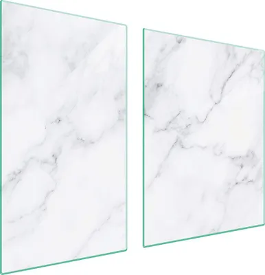 Immagine prodotto di Piastre copri fornello 2 pezzi 100x52 Copri piano cottura in ceramica tagliere in vetro marmo bianco