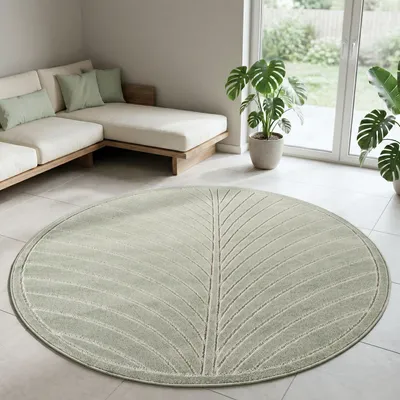 Produktbild von Carpetsale24 Outdoor Teppich, Modern Boho Design, 3D Effekt, Robust und UV-Beständig, ideal für Terrasse Wohnzimmer & Küche, Grösse: 160 cm Rund