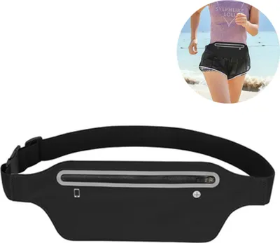 Produktbild von Sport Hüfttasche Lauftasche Handy Jogging Laufgürtel Damen Herren Bauchtasche Running Belt schwarz