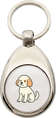 Produktbild von Huuraa Schlüsselanhänger Cavapoo Comic Caviepoo Metall Schlüsselring Einkaufswagenchip Geschenkidee