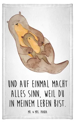 Produktbild von Mr. & Mrs. Panda Handtuch Otter Kind - Weiß - Geschenk, Baby, Geburt, baumwolle, gäste wc, Gästetuch, Mini-Handtuch, Mutter, Familie, Mama, Klein