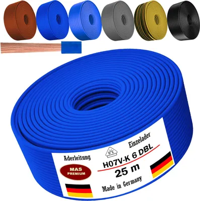 Produktbild von 25m Aderleitung H07 V-K DBL 1x6 mm² Dunkelblau Einzelader flexibel