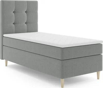 Produktbild von MR GROUP Boxspringbett MONO 80x200 rechts Kinderbett Jugendbett Einzelbetten Bett mit Stauraum Polsterbett Matratze Topper H3 Schlafzimmer hellgrau