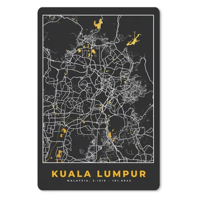 Produktbild von MuchoWow® Mauspad Mousepad Kuala Lumpur - Stadtplan - Gold - Karte 18x27 cm - Mousepads - Maus Mat - Pad - Mausunterlage