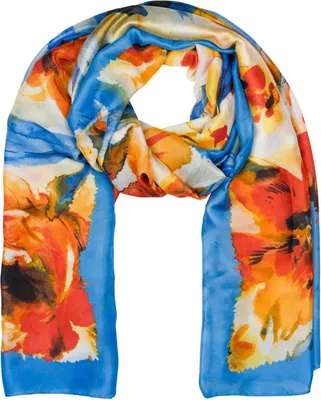 Produktbild von styleBREAKER Damen Schal mit buntem Blumen Muster im Aquarell Stil, Seidig leichtes Tuch 01016238
