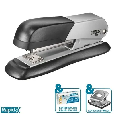 Obrázok produktu pre Rapid 5000274, 25 listy, Čierna, Strieborná, 26/6, Akrylonitrilbutadienstyren (ABS), Kov, 80 g/m², Vršok