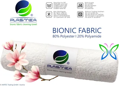Produktbild von PLASMEA® Reinigungs-Tuch I Plasmatuch mit patentierter Bionikfaser zur hygienischen, kratzfreien und keimfreien Reinigung nur mit Wasser (1 Tuch)