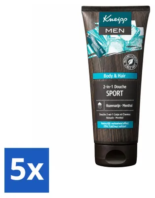 Imagen del producto de 5 unidades de gel de ducha y champú 2 en 1 para hombres Kneipp Sport, 200 ml cada uno. Paquete económico