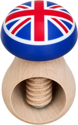 Produktbild von Nussknacker Pilz 10 cm - Holz Nussknacker - Britische Flagge - ideal für Walnüsse und Haselnüsse - m-shop