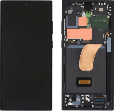 Zdjęcie produktu dla Oryginalny wyświetlacz Samsung S23 Ultra z ramką montażową - czarny