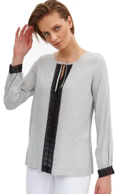 Productafbeelding van LARIME damesblouse CELESTYNA, grijze melangekleur, maat 40