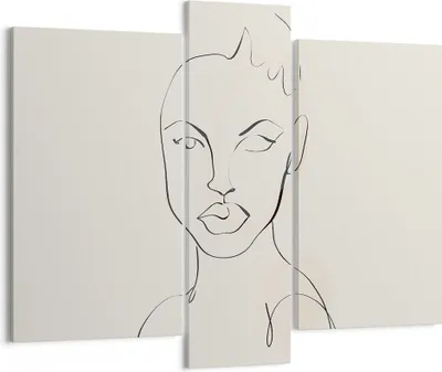 Produktbild von Bild auf Leinwand - Leinwandbild - 3 Teile - Porträt Afro Skizze - 95x80cm - Wand Bild - Wanddeko - Wandbilder - Leinwanddruck - Bilder - Wanddekoration - Leinwand bilder - Wandbild - CB95x80-4489