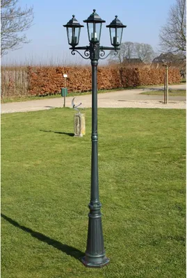 Zdjęcie produktu dla Stojąca Lampa Ogrodowa 3-Ramienna, 215 Cm, Ciemnozielona/Czarna Lumarko!