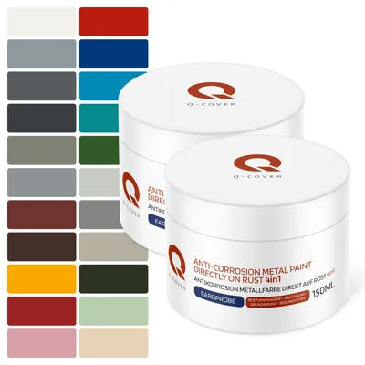 Produktbild von Antikorrosion Metallfarbe Direkt Auf Rost | 4 In 1 | Halbmatt Anti-Rost Metallschutzlack Metalllack | Muster 150Ml | Q-Cover