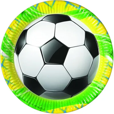 Image de Assiette en carton « Fête du football » 23 cm, lot de 8