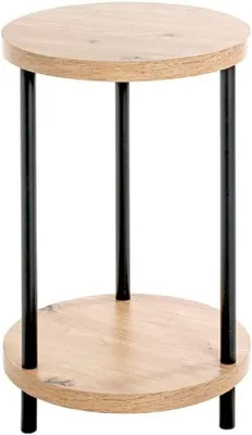 Productafbeelding van Omgoods - Moderne HAKU Bijzettafel van Eikenhout en MDF, Ø 30 cm