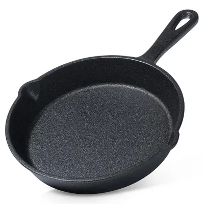 Image de Poêle à griller - Fonte - 15 cm - Compatible avec les plaques de cuisson à gaz et à induction - Sans couvercle - Noir