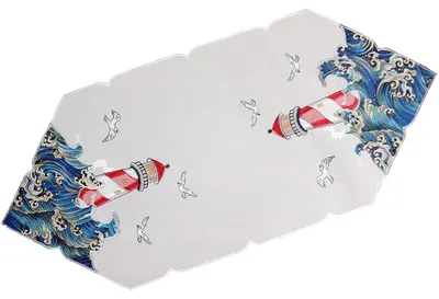Produktbild von Tischläufer YVONNE Leuchtturm Stickerei Polyester maritim 40 x 90 cm