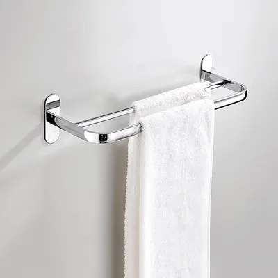 Imagen del producto de Soporte doble para toallas, 60 cm, para montaje en pared, acero inoxidable SUS304, ideal para baños, acero inoxidable pulido, con 2 barras