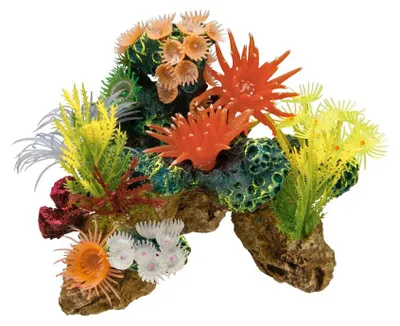Aquariumornament Koraalsteen mit Pflanzen, 19x15x15 cm