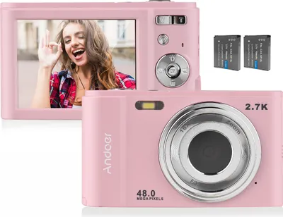 Produktbild von Andoer Tragbare Digitalkamera 48 MP 2,7 K 2,88-Zoll-IPS-Bildschirm 16-facher Zoom Autofokus Selbstausloeser 128 GB Erweiterter Speicher Gesichtserkennung Anti-Shaking mit 2 Batterien Handschlaufe Tragetasche
