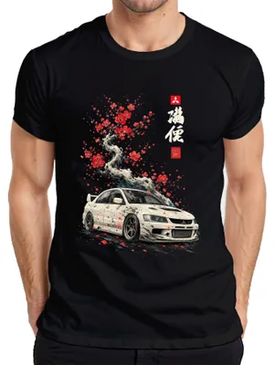 Immagine prodotto di Maglietta da uomo "NO LAGY JDM Evolution Kirschblüte Sakura Japan Auto Y2K Drift", colore nero, taglia S