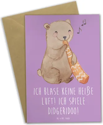Produktbild von Mr. & Mrs. Panda babykarte Didgeridoo Spieler - Lavendeltraum - Geschenk, spirituell, Musikinstrument, Blasinstrument, einladungskarten, Musik, Australien, Grußkarte