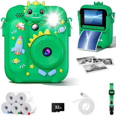 Immagine prodotto di Fotocamera istantanea per bambini - Stampa in 1 secondo - Scheda SD da 32 GB - Carta fotografica - Verde