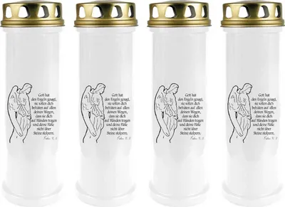 Image de Bougie funéraire - Pack de 4 - Blanc 100h ( couvercle or ) - Ange