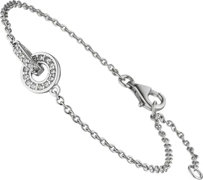 Produktbild von Armband Armkette aus 925 Silber rhodiniert 20 Zirkonia weiß 17-20cm Armschmuck