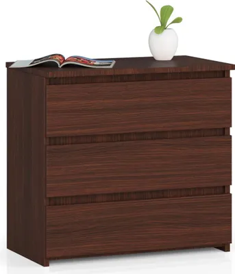 Produktbild von Nachttisch – Beistelltisch – Nachtschrank – 3 Schubladen – Dunkelbraun – 60 x 57 x 35 cm – Praktische Aufbewahrung für Schlafzimmer
