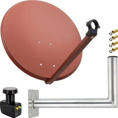 Produktbild von PremiumX SAT Anlage 80cm Satellitenantenne Twin LNB Wandhalter 45cm