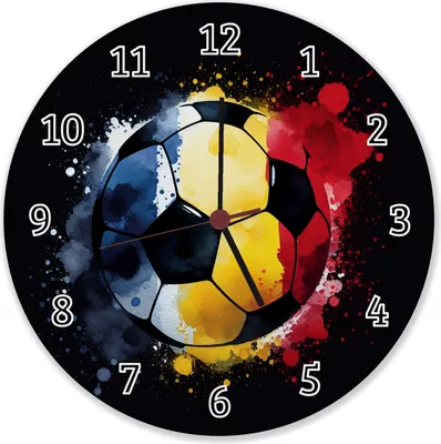 Produktbild von Fußball Rumänien Flagge Wanduhr aus Alu