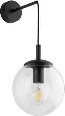 Produktbild von Wandlampe Metall Glas E27 H: 45 cm Schwarz Kugelschirm Modern