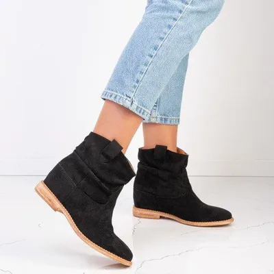 Produktbild von Schwarze Stiefeletten im Cowboy-Stil mit verdecktem Keilabsatz Daressco - Schuhe, Größe 40