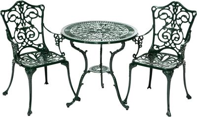 Merxx 3tlg. Lugano Gartenmöbelset, grün 2 Sessel, 1 Tisch - Farbe: grün - Maße: Sessel: 55x50x89 + Tisch: Ø 70 x 68 ; 2x 21110-214 + 1x 21112-214