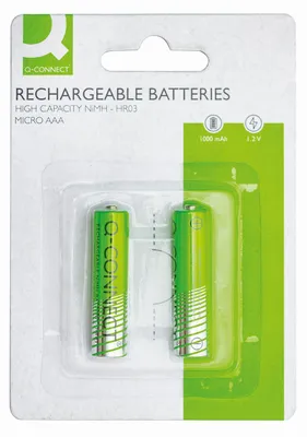Zdjęcie produktu dla Q-Connect® KF15164 Akumulatorki Akumulatorki - Micro/AAA/HR03, 1,2 V, 2 szt