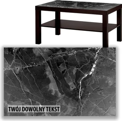 Zdjęcie produktu dla BLAT SZKLANY IKEA LACK Czarny marmur z Twoim napisem 90x55cm 010a