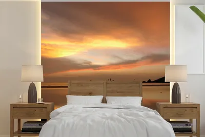 Produktbild von MuchoWow® Fototapete für Wohnzimmer oder Schlafzimmer Wandtapete Vinyl Motivtapete Sonnenuntergang über dem Sairee Beach auf Ko Tao in Thailand. - 280x280 cm - Hintergrundbild