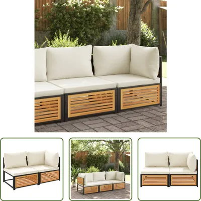 Zdjęcie produktu dla The Living Store sofa ogrodowa z poduszkami 2-osobowa z litego drewna akacjowego