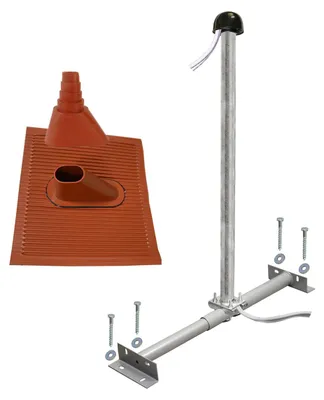Produktbild von PremiumX BASIC Dachsparrenhalter 100cm SAT Mast Alu Abdeckblech Set rot