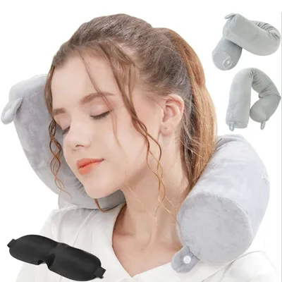 Image de Coussin de voyage en mousse à mémoire de forme, coussin cervical, coussin de soutien, gris, réglable