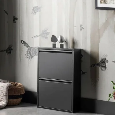 Produktbild von Dmora Schuhschrank Ezequiel 50x15x71 cm, Schwarz, 4 Paar, 2 Türen