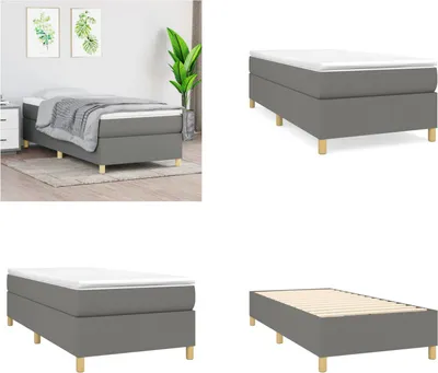 Produktbild von vidaXL Boxspringbett Dunkelgrau 100x200 cm Stoff - Boxspringbett - Boxspringbetten - Bett - Schlafzimmermöbel