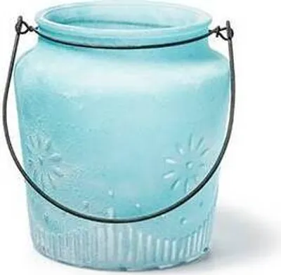 Produktbild von Laterne mit Henkel, Windlicht SUNNY H. 15cm D. 14cm blau Glas Jodeco WA