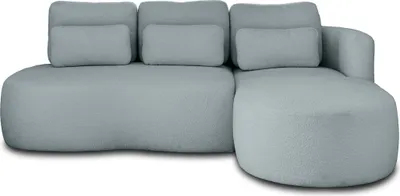 Image de Lisa Design Mahina - canapé d'angle droit - 4 places - convertible avec coffre - en tissu bouclette , Bleu