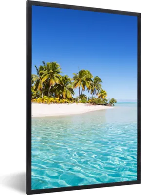 Produktbild von MuchoWow® MuchoWow® Gerahmtes Poster Meer - Insel - Palme 60x90 cm - Poster mit zchwarzem Bilderrahmen - Kunst