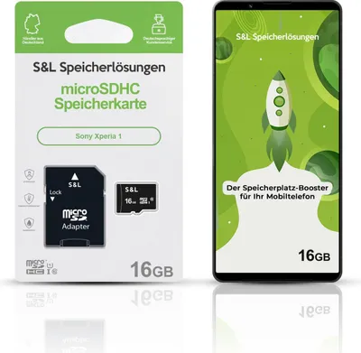 Produktbild von microSD Speicherkarte S&L für Sony Xperia 1 - Speicherkapazität: 16 GB