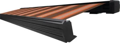 Produktbild von SOLUNA Kassettenmarkise Exquisit 5,5x2 Dessin S3013 Gestell DB703 dunkelgrau Antrieb rechts inkl. Motor und Wandschalter