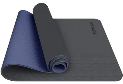 Immagine prodotto di Tappetino da ginnastica imbottito e antiscivolo con tracolla, grigio-blu scuro, 0,6 cm, in TPE